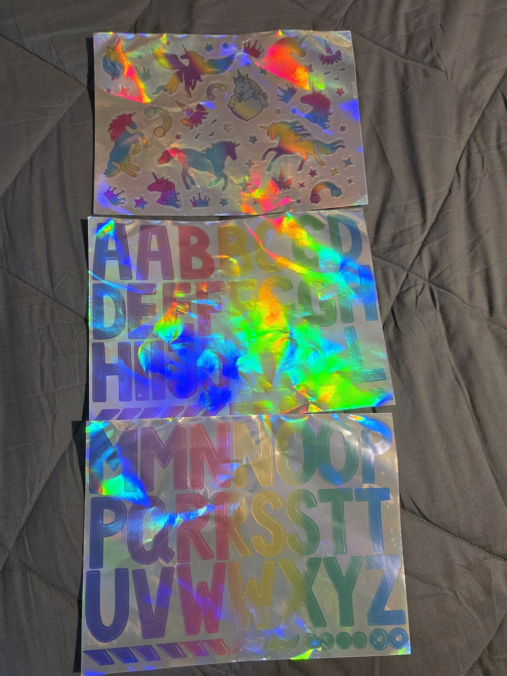 Unicorn And Abc Holographic Stickers New